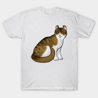 Cat - American Curl - Shorthair White and Tabby T-Shirt